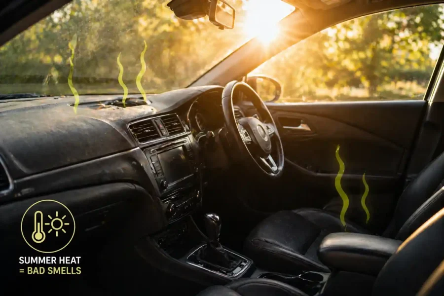 car smells worse in summer heat inside car London