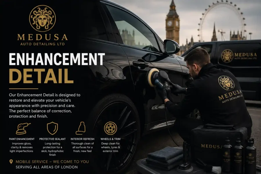 vehicle receiving enhancement detail machine polishing service in Londonv