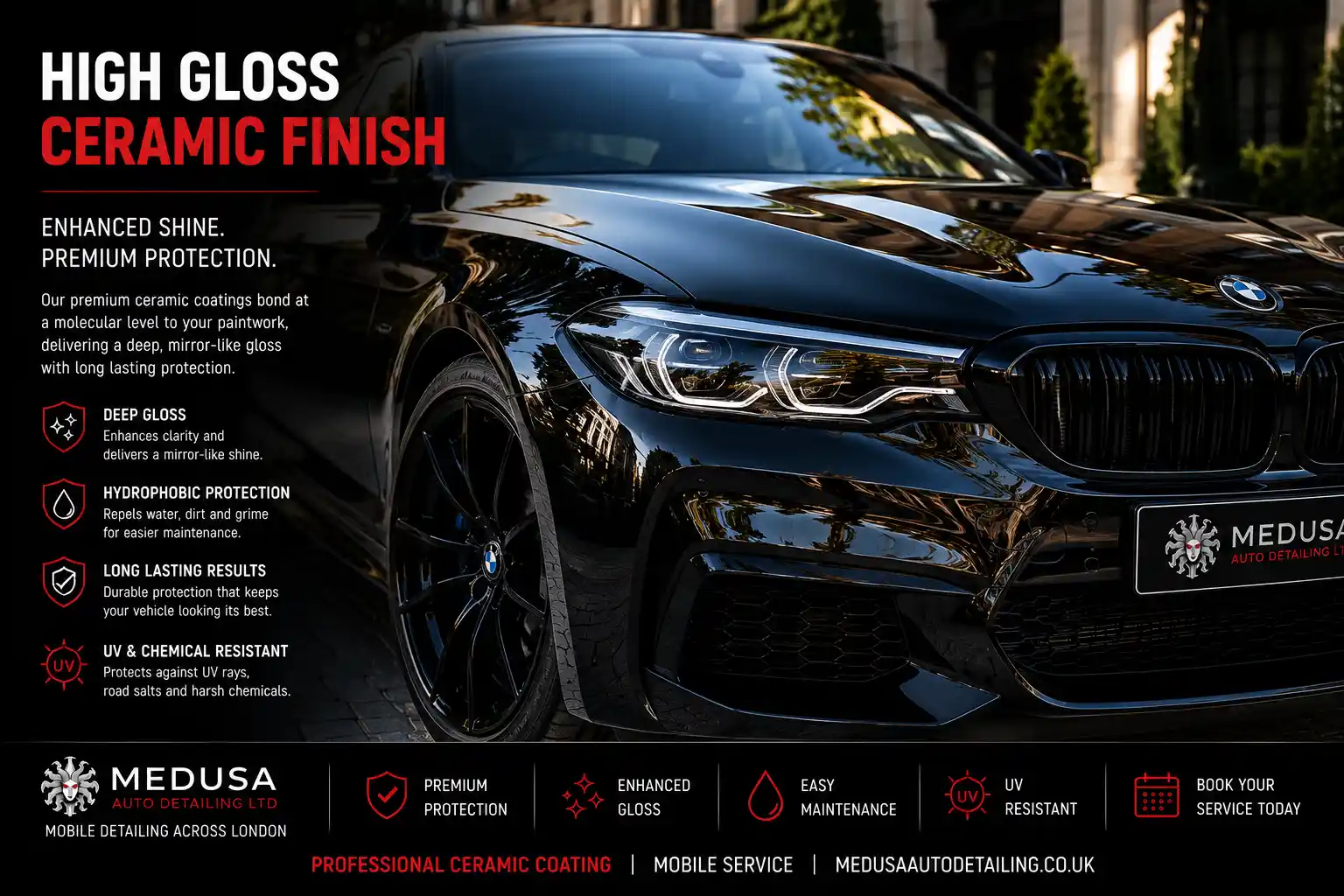 high gloss ceramic coated vehicle paintwork